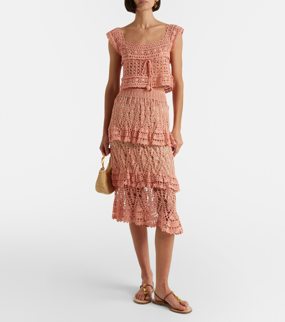 Anna Kosturova Elsie crochet cotton midi skirt