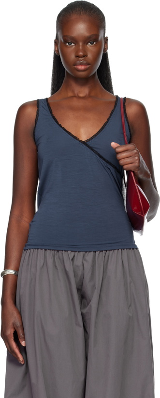 Photo: Fruity Booty Navy Frill Wrap Tank Top