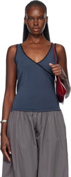 Fruity Booty Navy Frill Wrap Tank Top