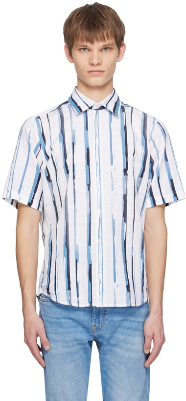 Photo: BOSS White & Blue Printed Shirt