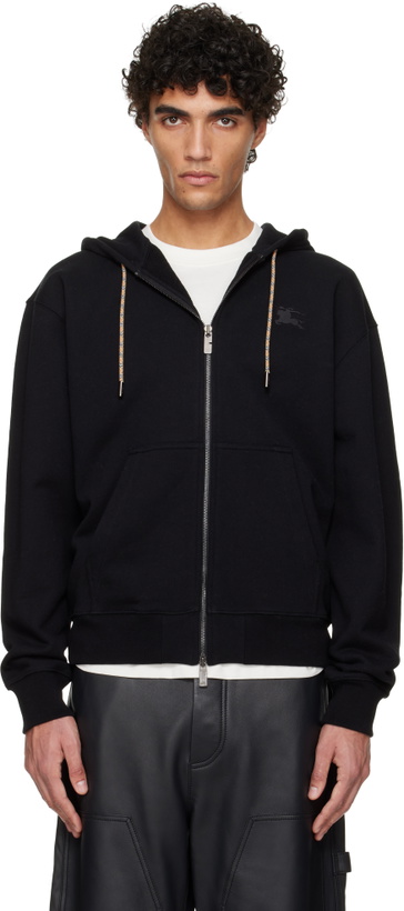 Photo: Burberry Black Rory Check Patch Hoodie