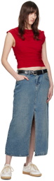 WYNN HAMLYN Indigo Washed Denim Maxi Skirt