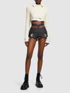 AREA - Butterfly Raw Cotton Denim Hot Pants