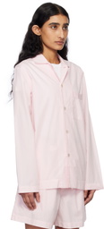 Tekla Pink Poplin Long-Sleeved Pyjama Shirt