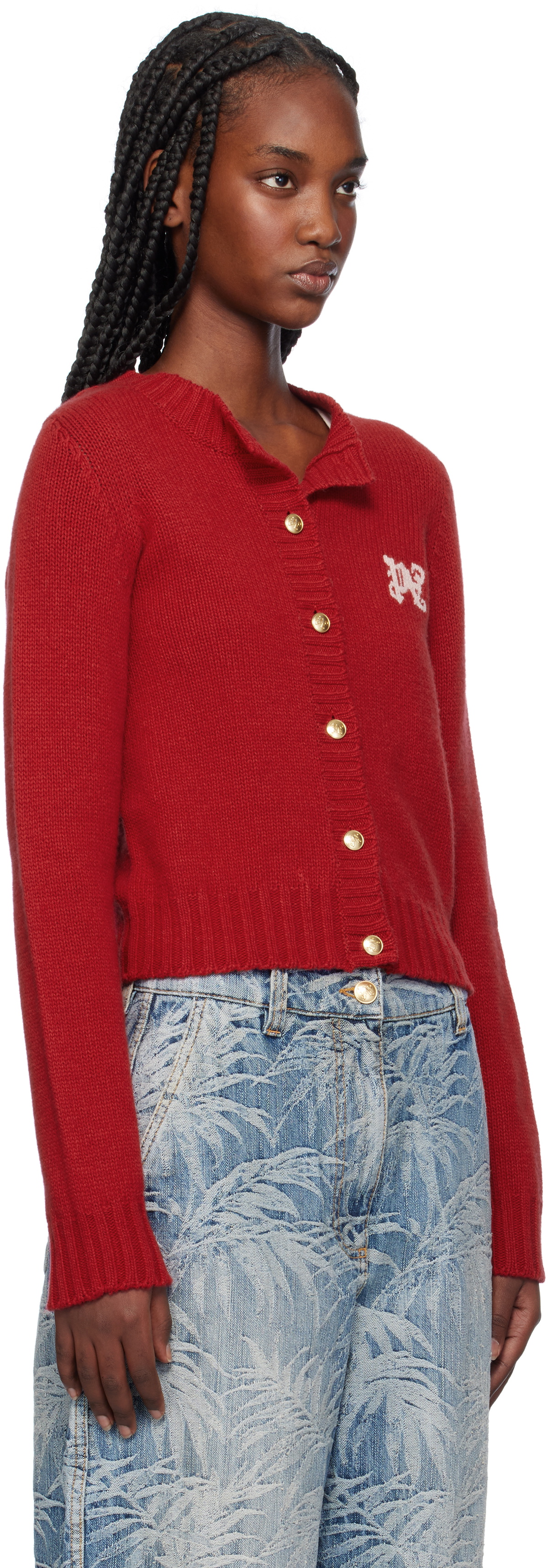 Palm Angels Red Monogram Cardigan