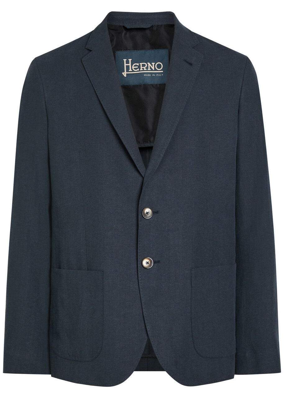 Herno Linen and Cotton-blend Blazer Navy