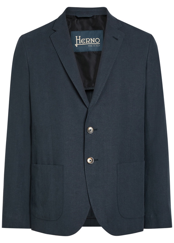 Photo: Herno Linen and Cotton-blend Blazer Navy
