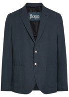 Herno Linen and Cotton-blend Blazer Navy