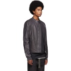 Rick Owens Grey Leather Intarsia Jacket