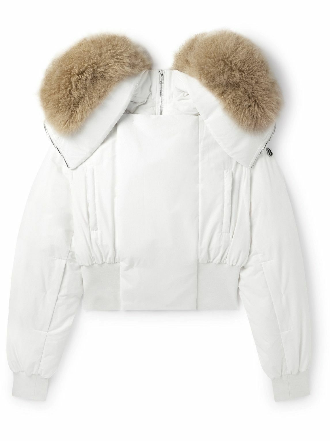 送料関税込み RICK OWENS+Moncler コットンジップフーディー Rick Owens - Moncler Alice Logo-Appliquéd Shearling-Trimmed