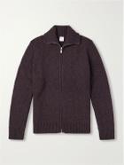 Eleventy - Cable-Knit Wool and Cashmere-Blend Zip-Up Sweater - Burgundy