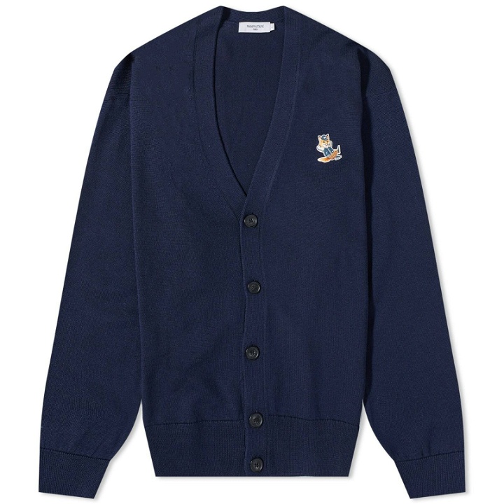 Photo: Maison Kitsuné Men's Dressed Fox Patch Relaxed Cardigan in Navy