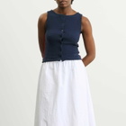Damson Madder Women's Devon Pointelle Polo Top in Navy