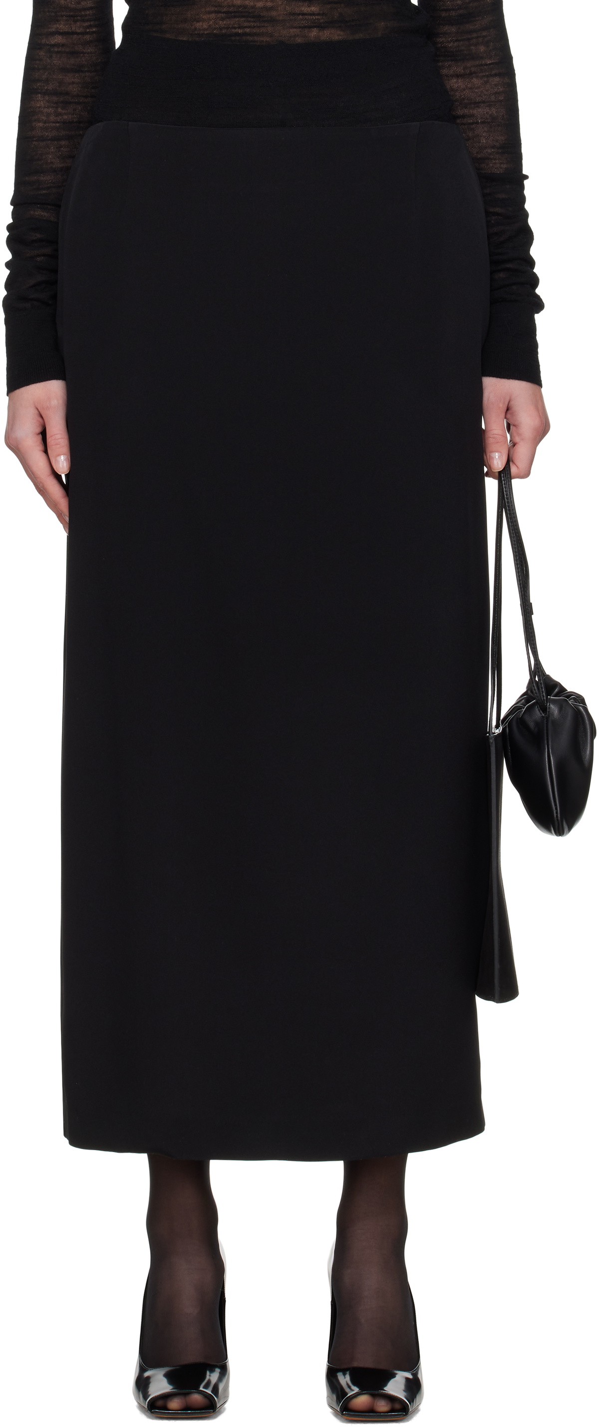 La Collection Black Alvida Midi Skirt