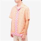 Versace Men's All Over Print Vacation Shirt in Pink/Ivory