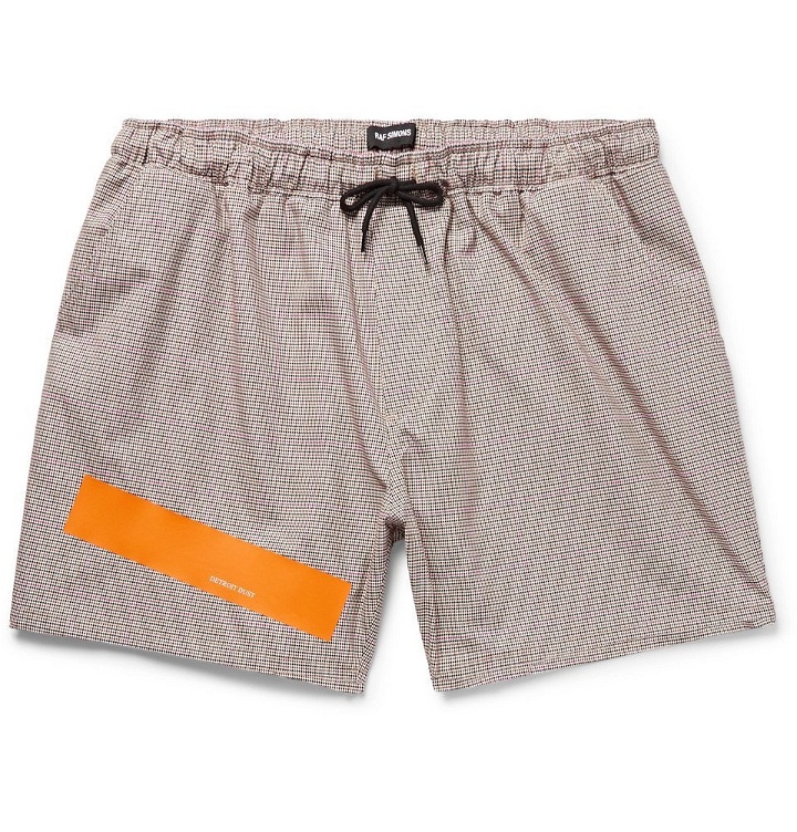 Photo: Raf Simons - Printed Prince of Wales Checked Stretch-Cotton Drawstring Shorts - Beige