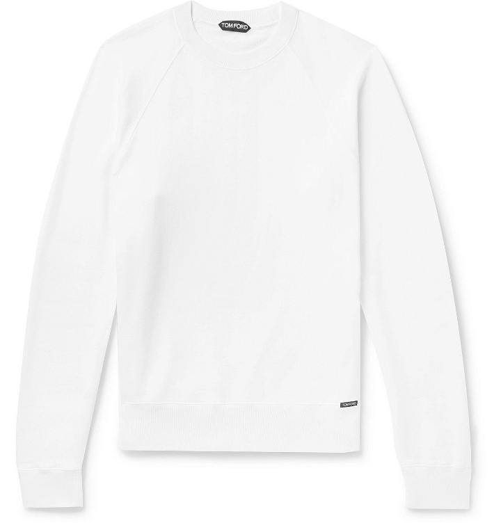 Photo: TOM FORD - Fleece-Back Cotton-Jersey Sweatshirt - White