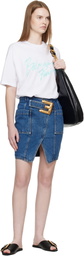 Balmain White Boxy 'Balmain Paris' Brush Print T-shirt