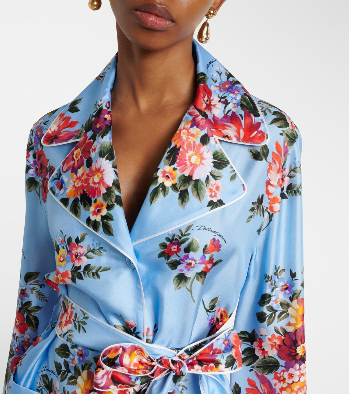 Dolce&Gabbana Floral belted silk blouse