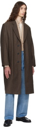 Hugo Brown Regular-Fit Concealed Closure Coat