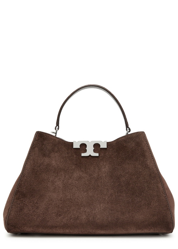 Photo: Tory Burch Eleanor T-logo Suede top Handle bag - Dark Brown - One Size