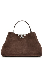 Tory Burch Eleanor T-logo Suede top Handle bag - Dark Brown - One Size