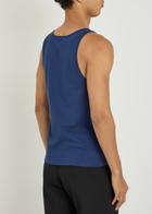Saint Laurent Logo-embroidered Cotton Vest Blue