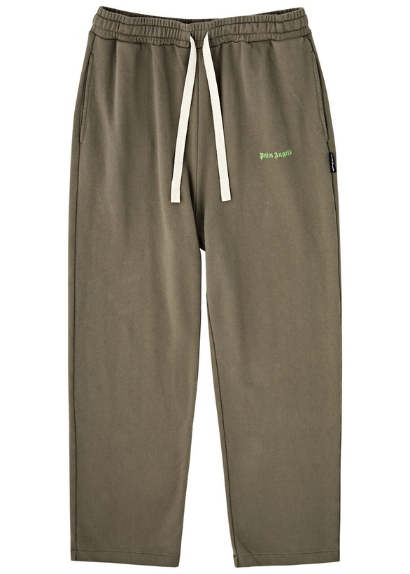 Photo: Palm Angels Logo-embroidered Cotton Sweatpants Taupe