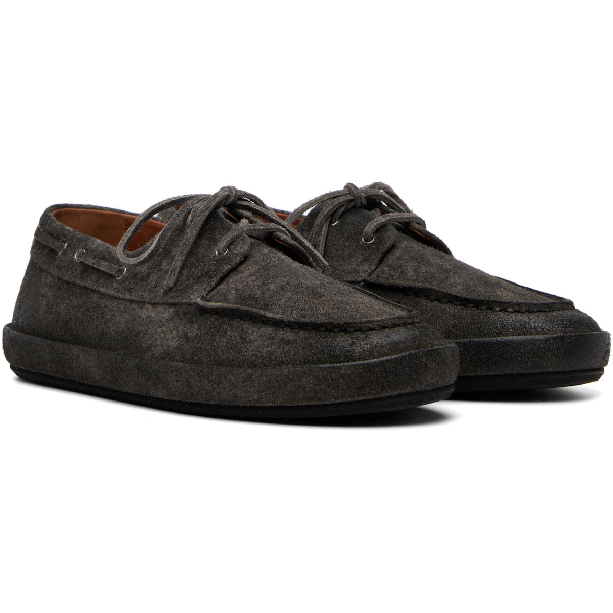 Marsèll Black Scatopelle Suede Boat Shoes