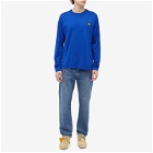 Stone Island Men's Long Sleeve Patch T-Shirt in Bright Blue