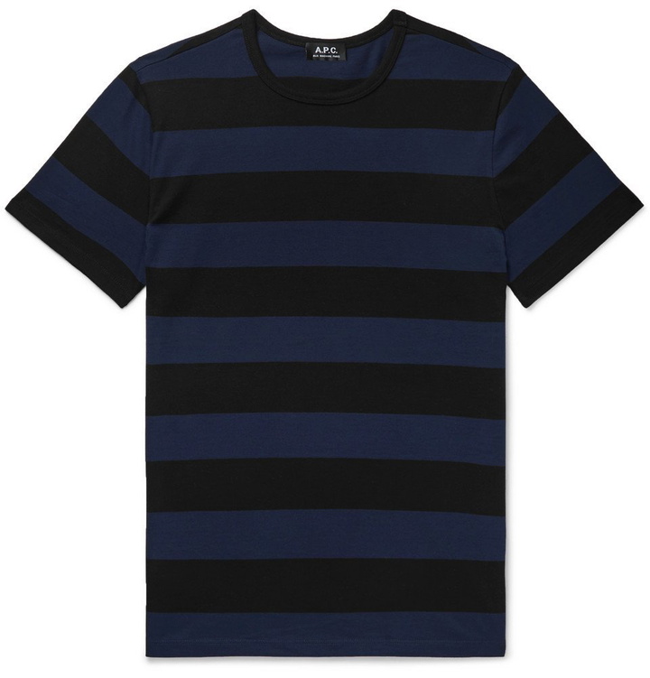 Photo: A.P.C. - Archie Striped Cotton-Jersey T-Shirt - Navy