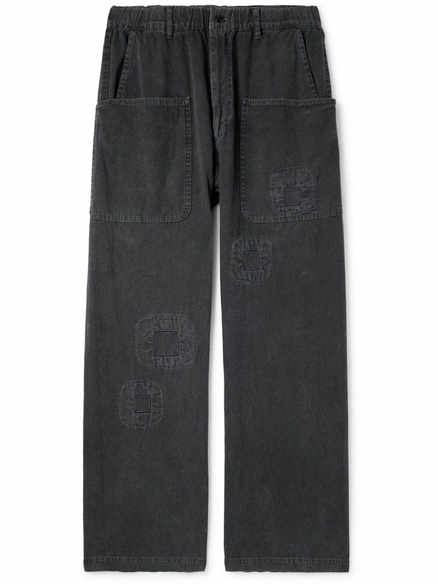 Photo: Remi Relief - Straight-Leg Appliquéd Denim Trousers - Black