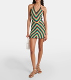 Anna Kosturova Striped crochet cotton minidress