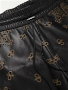 AMIRI - Wide-Leg Laser-Cut Leather Drawstring Shorts - Black