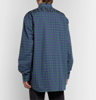 Balenciaga - Oversized Button-Down Collar Logo-Print Checked Cotton-Poplin Shirt - Green