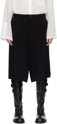 YOHJI YAMAMOTO Black Tab Half Shorts