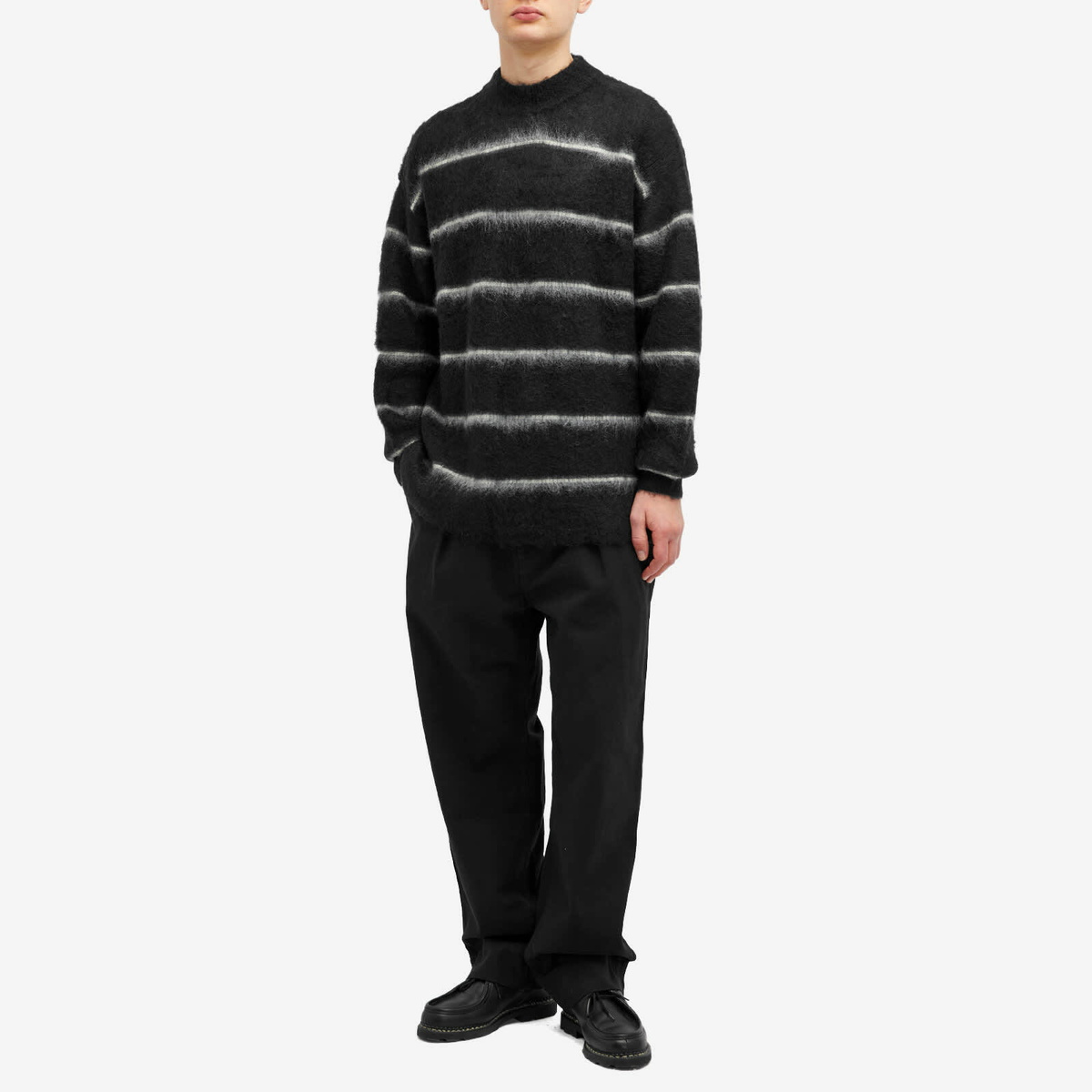 Comme des Garçons Homme Men's Raised Stripe Mohair Sweater in Black