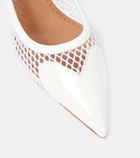 Alaïa Le Cœur patent leather and fishnet slingback pumps