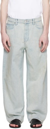 COOR Blue Straight Cut Sand Washed Jeans