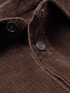 A.P.C. - Logo-Embroidered Cotton and Linen-Blend Corduroy Overshirt - Brown