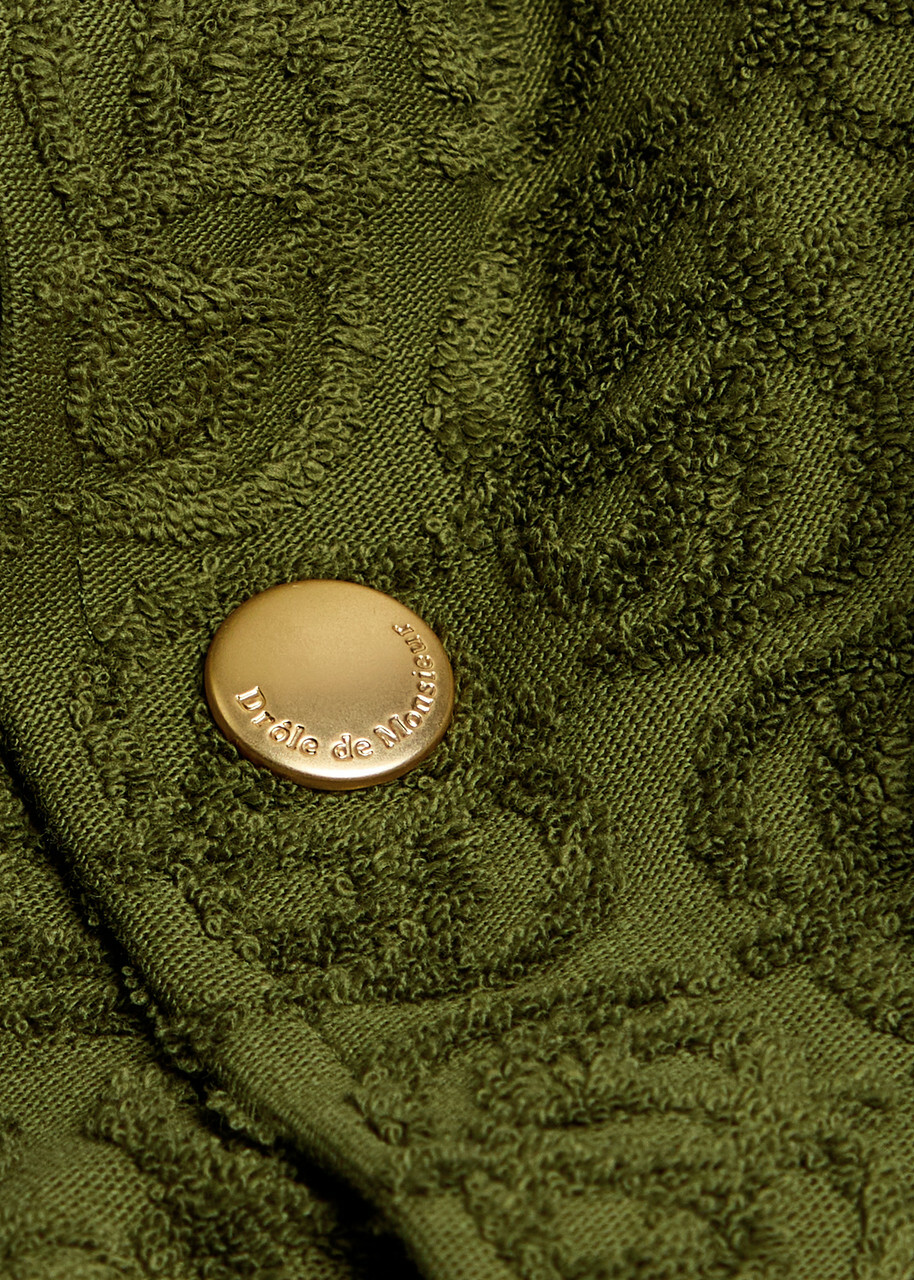 DRÔLE DE Monsieur Le Chemise Monogramme Towelling Cotton Shirt Dark Green