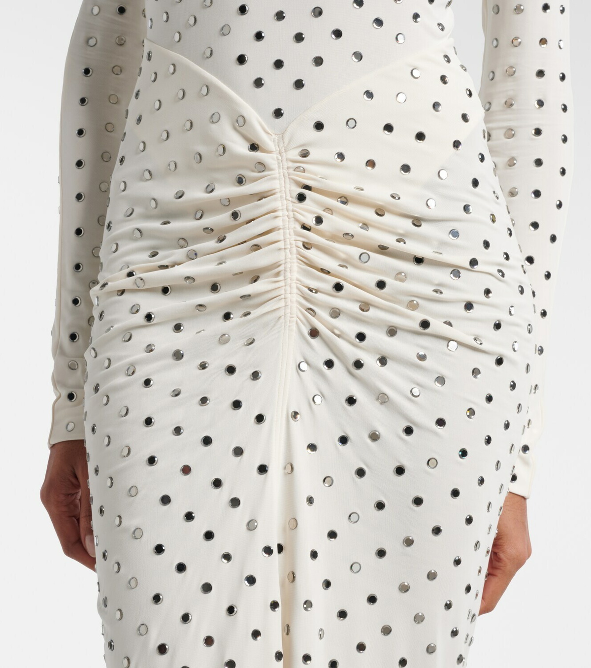 Alaïa Embellished gathered jersey maxi dress