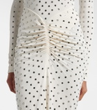Alaïa Embellished gathered jersey maxi dress
