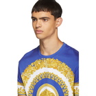 Versace Blue and Yellow Barocco Print T-Shirt