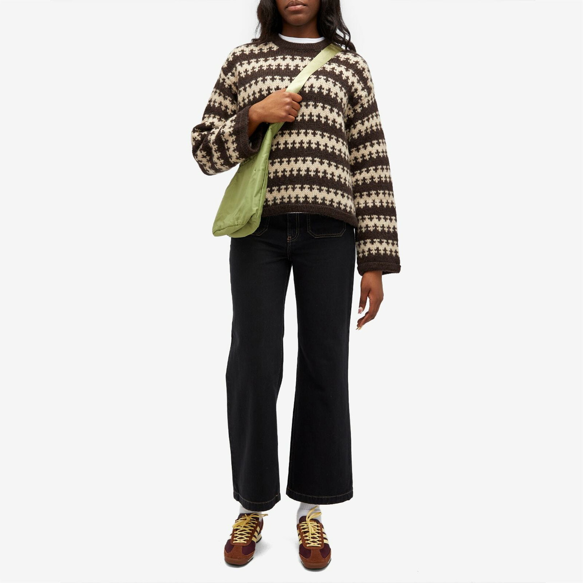 Nudie Jeans Co Women's Gerd Fair Isle Alpaca Knit in Brown/Beige