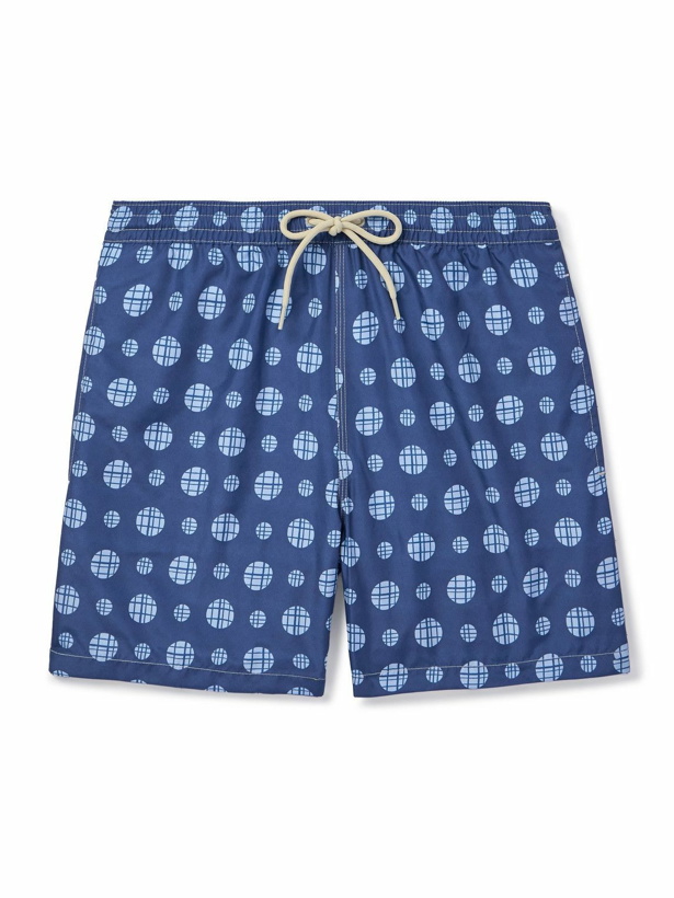 Photo: Massimo Alba - Kite Straight-Leg Mid-Length Printed Swim Shorts - Blue