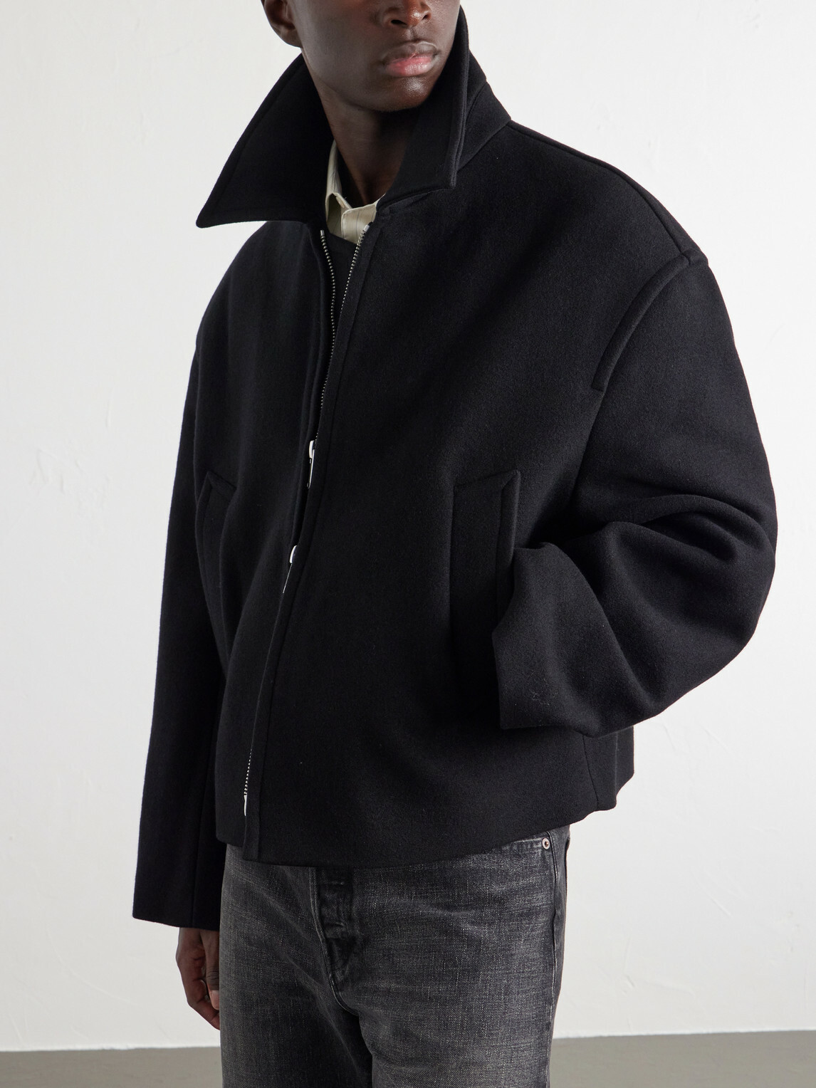 Studio Nicholson - Wool and Cashmere-Blend Zip-Up Blouson Jacket - Black