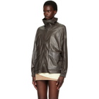 Nour Hammour Taupe Anorak Leather Jacket