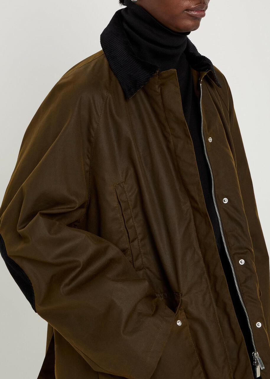 Toteme Corduroy-trimmed Waxed Cotton Jacket Dark Brown