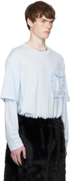 Simone Rocha Blue Layered Ruffle Pocket Long Sleeve T-shirt
